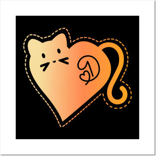 Heart Cat Monogram D in Orange T-Shirt Posters and Art